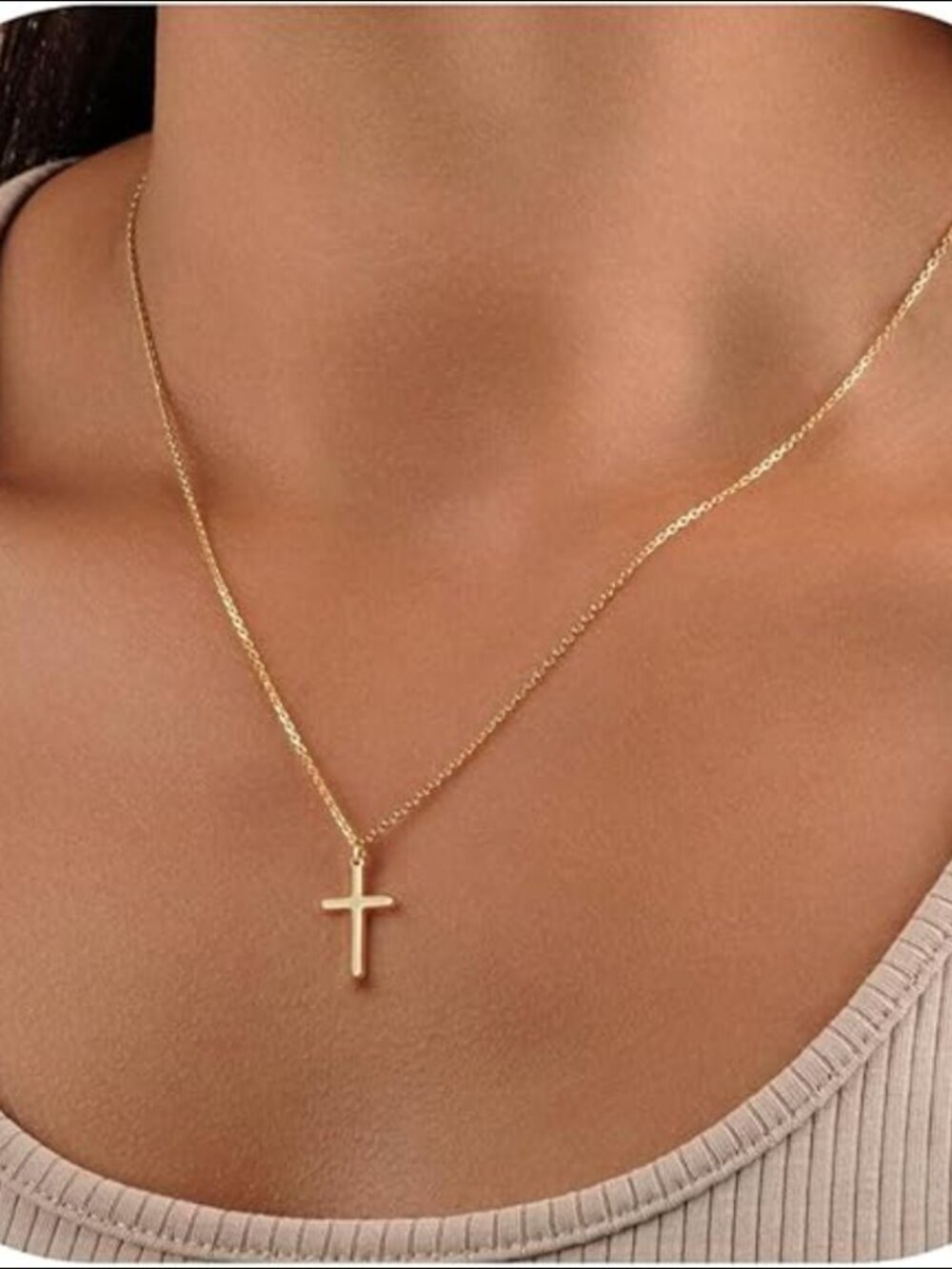 14K Gold Cross Necklace, Dainty Infinity CZ Holy Mary Medal Pendant